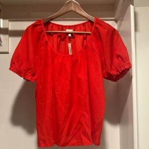 Madewell Texture & Thread Peasant Red Top NWT